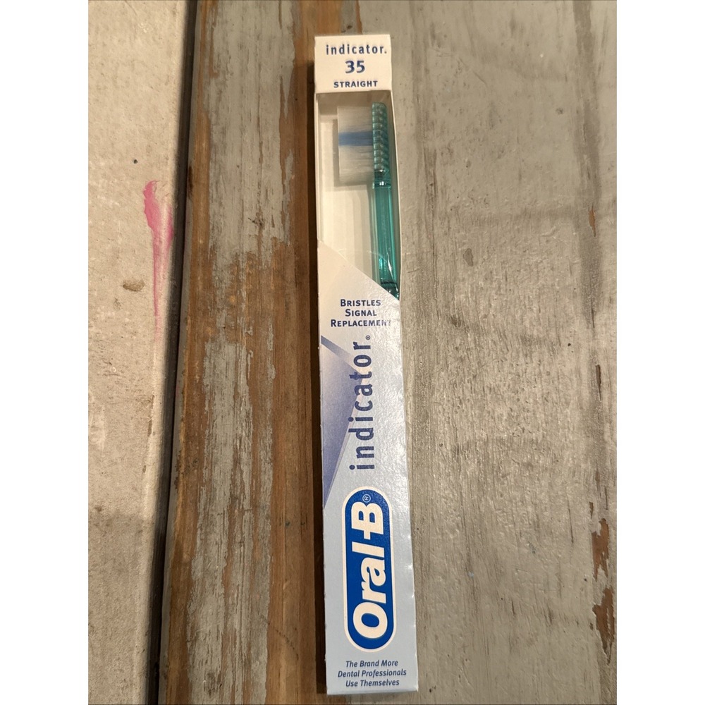 Vtg 1996 Oral B 35 Straight Indicator Bristles Toothbrush Teal Color